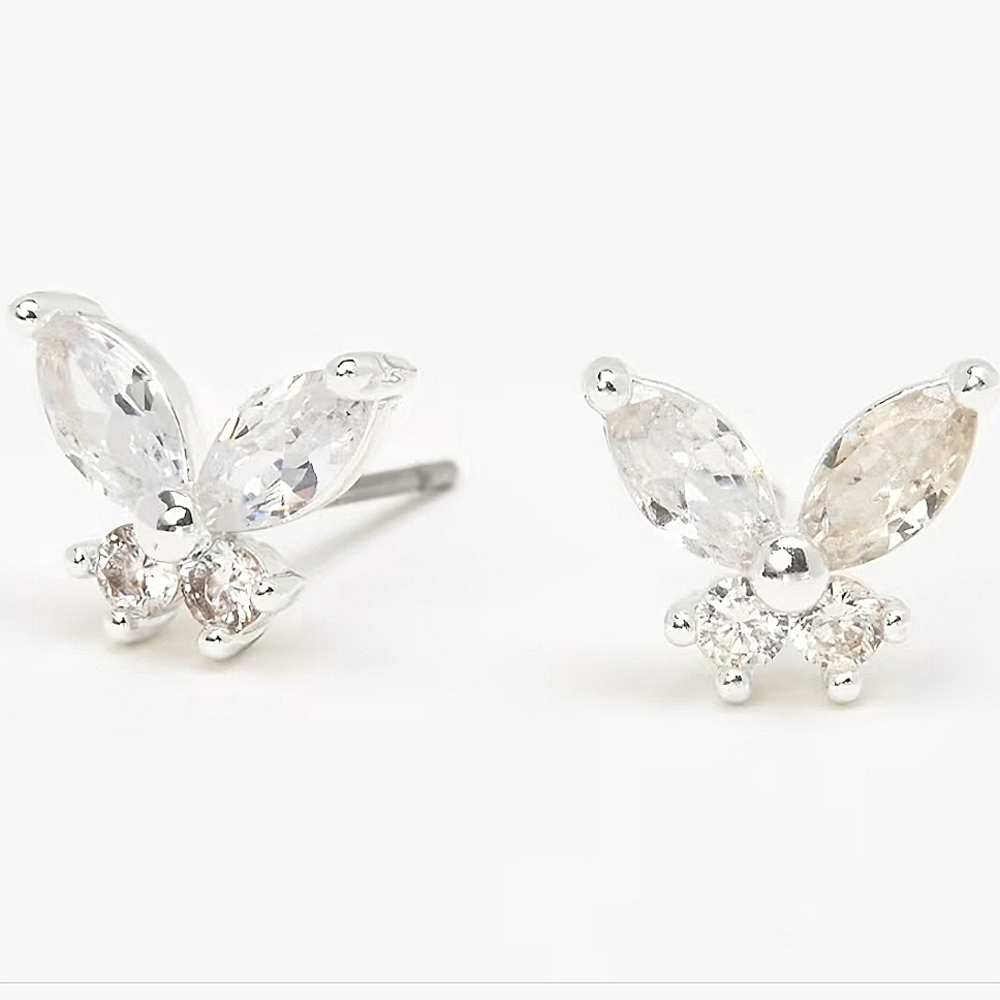 Elegant Silver Butterfly Earrings